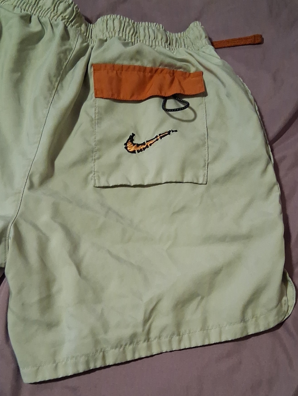 Men's Cream Athletic Shorts with Orange Drawstring Nike - Picture 6 of 7